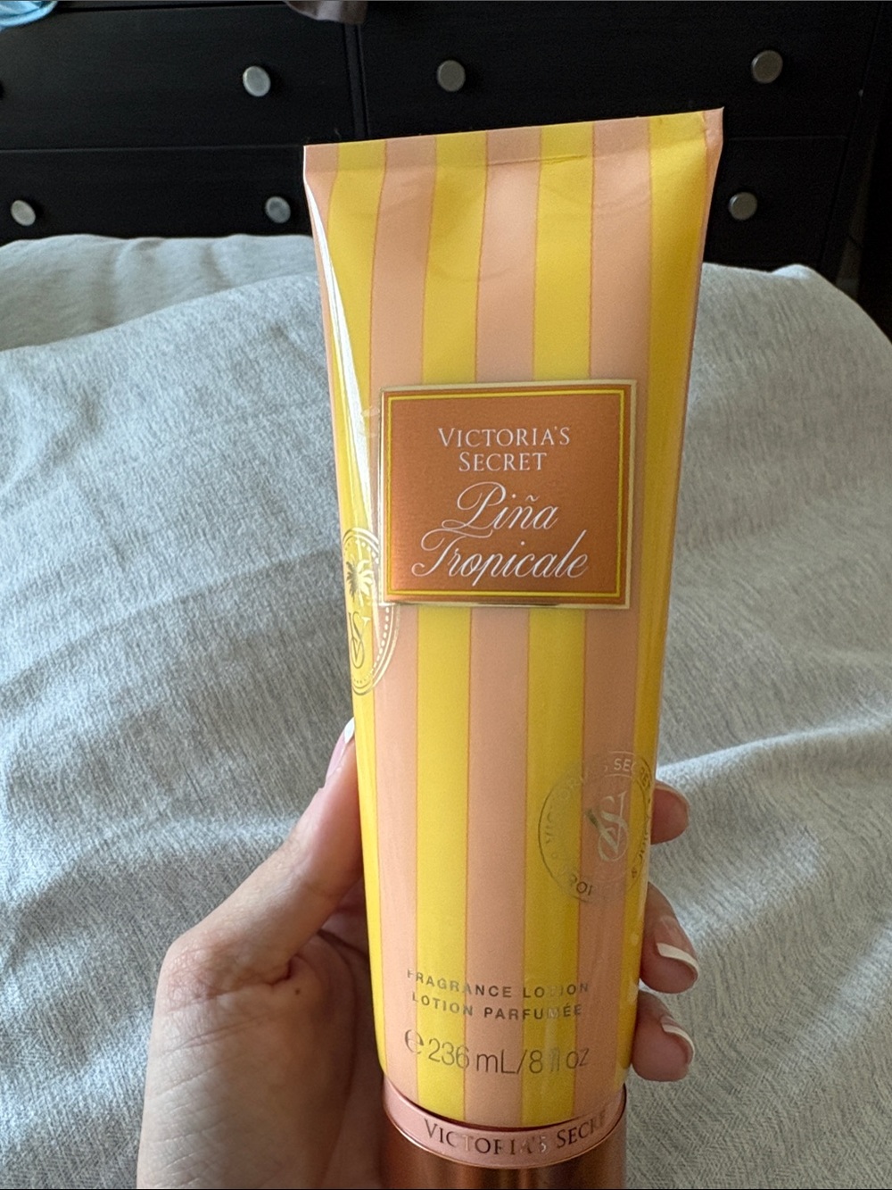 Victoria's Secret Piña Tropicale Lotion - Yellow & Peach Stripes